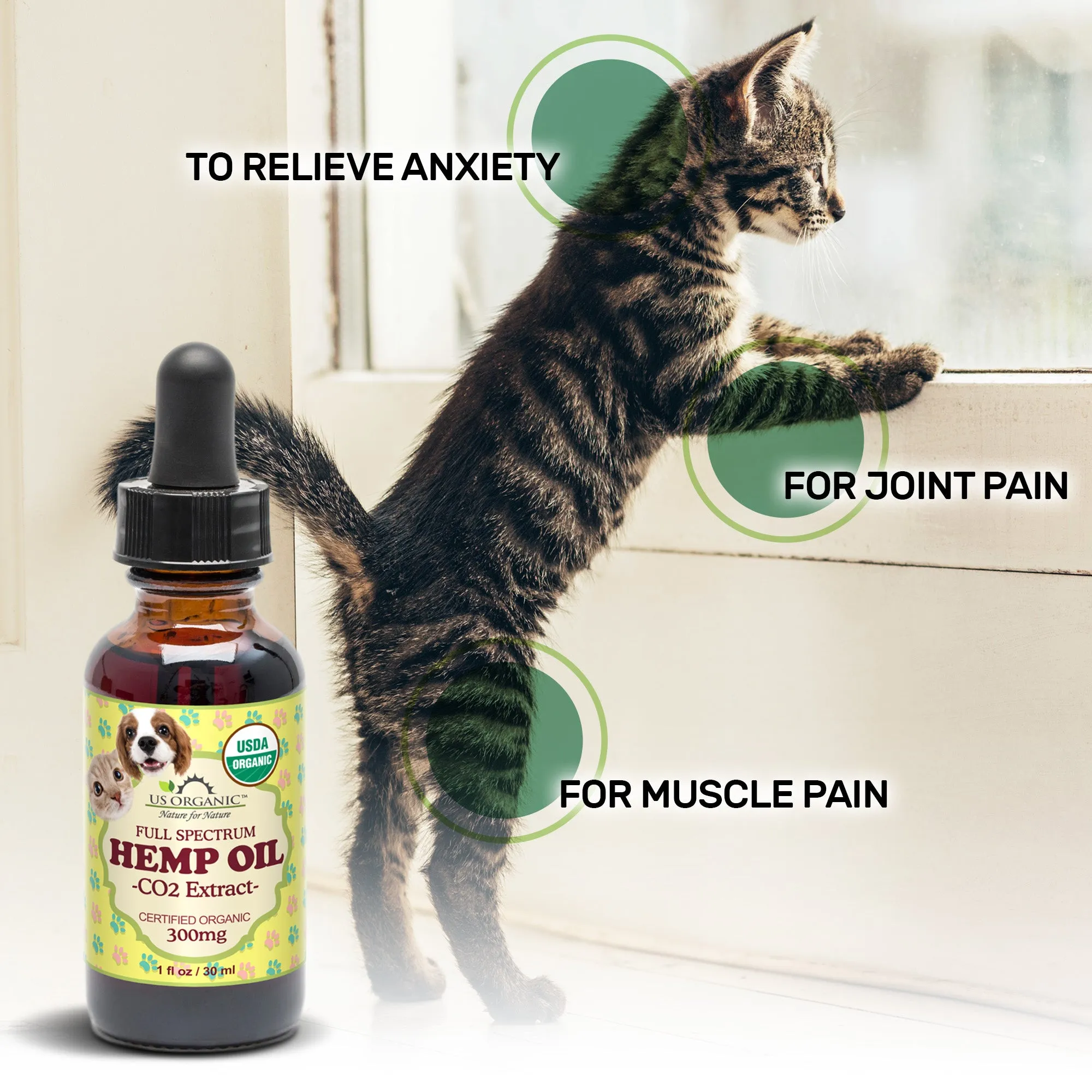 100% Pure Certified USDA Organic - Hemp Oil for Pets, 300 mg