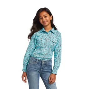 10040631 Ariat GLS Real Bucking Bronc Shirt Amazonite Bucking Bronc Print