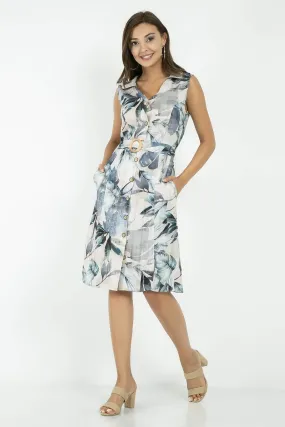 13033 Multi Colour Floral Shirt Dress