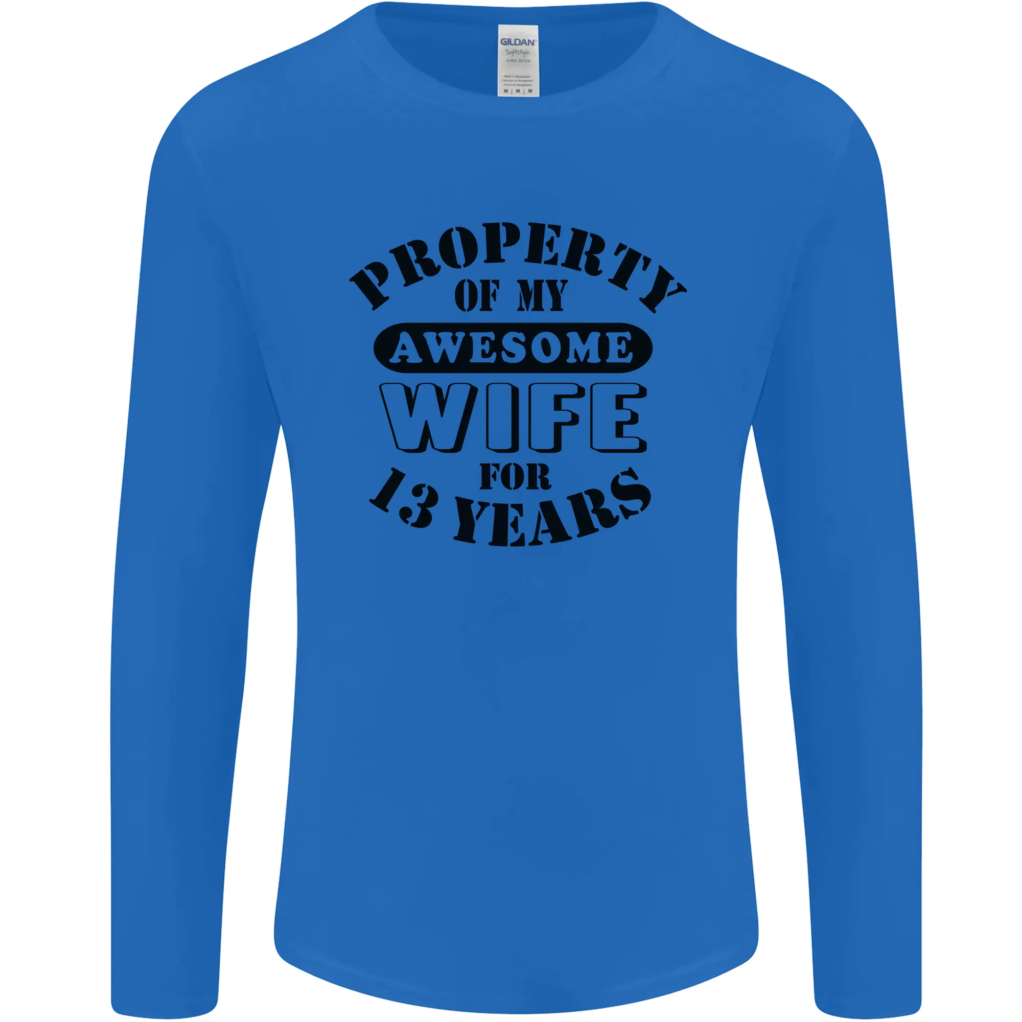 13th Wedding Anniversary 13 Year Funny Wife Mens Long Sleeve T-Shirt