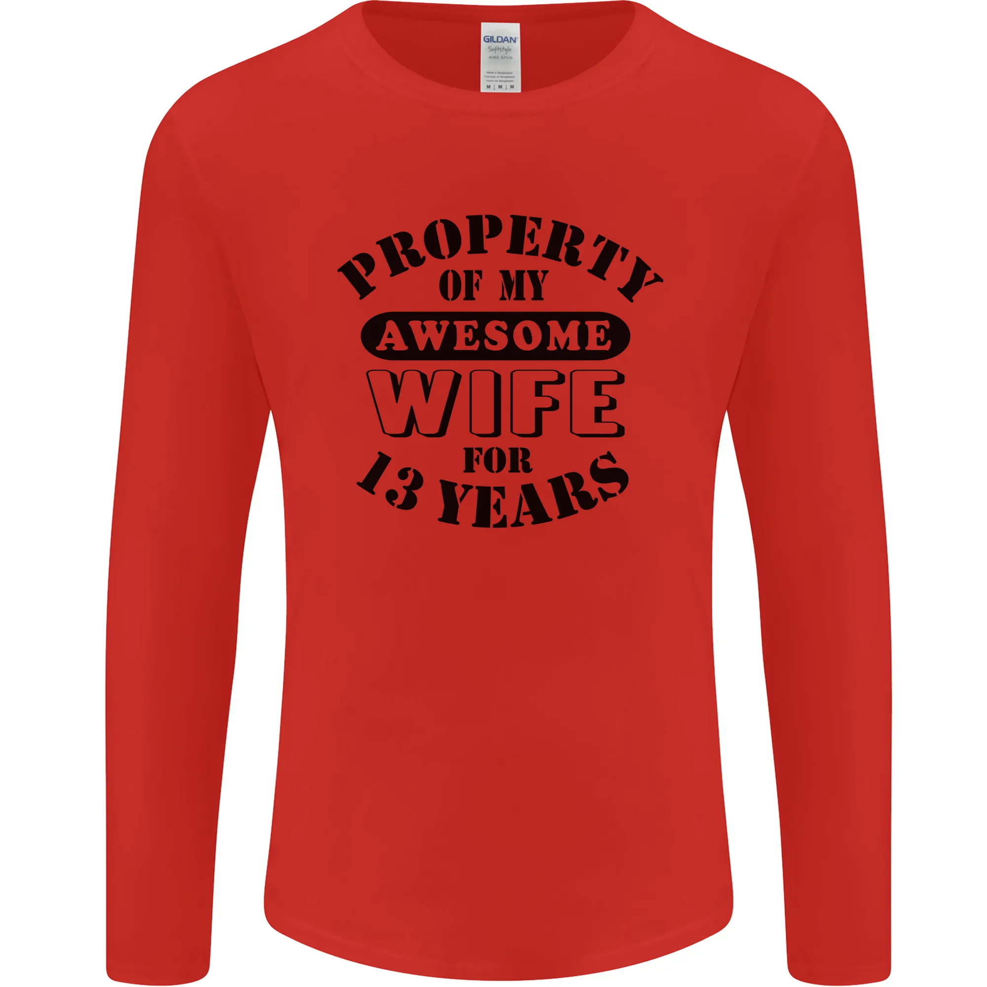 13th Wedding Anniversary 13 Year Funny Wife Mens Long Sleeve T-Shirt