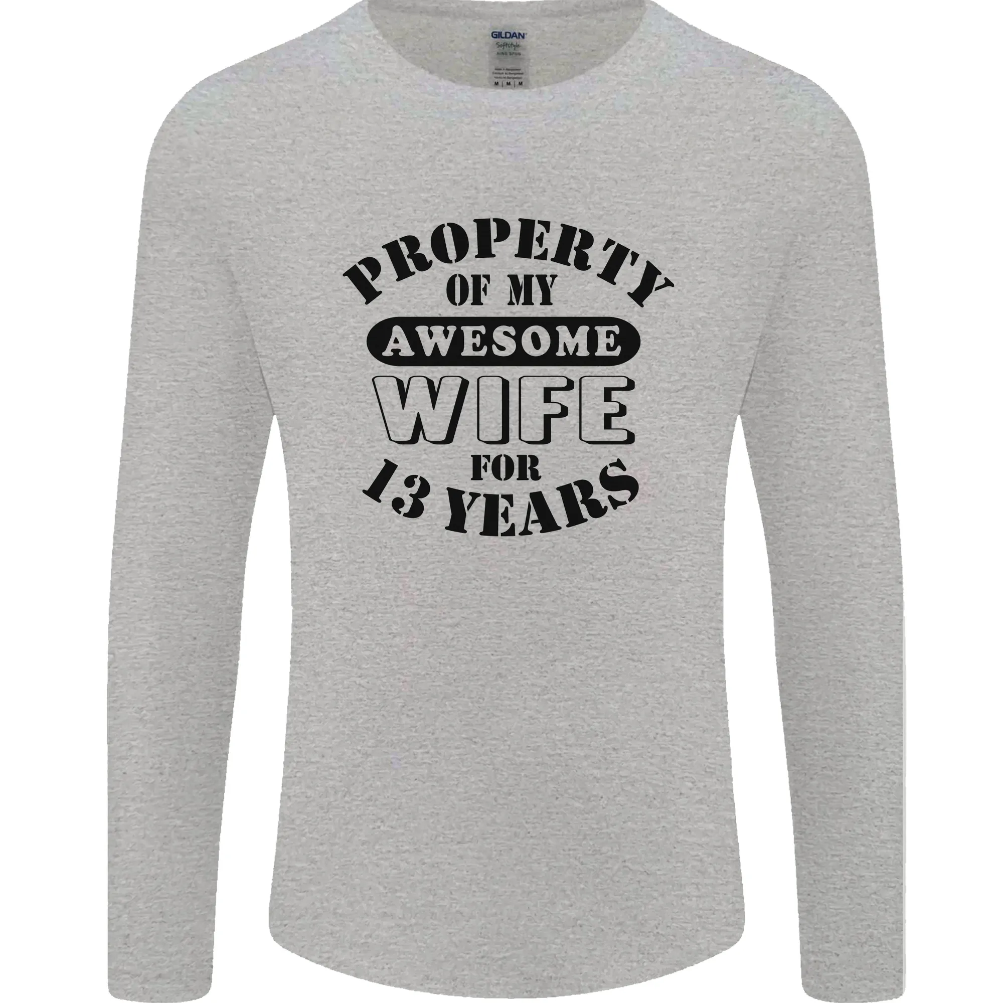 13th Wedding Anniversary 13 Year Funny Wife Mens Long Sleeve T-Shirt