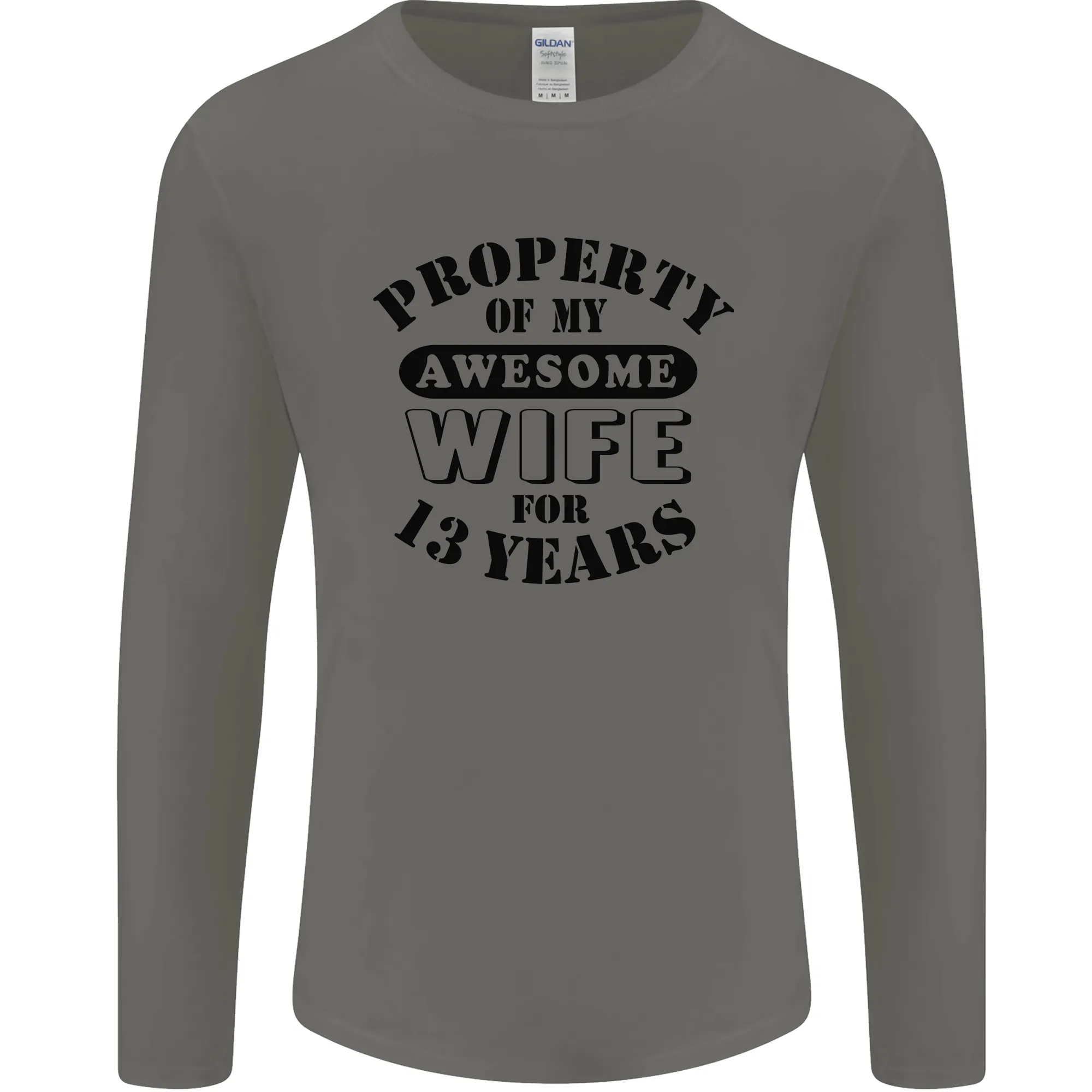 13th Wedding Anniversary 13 Year Funny Wife Mens Long Sleeve T-Shirt