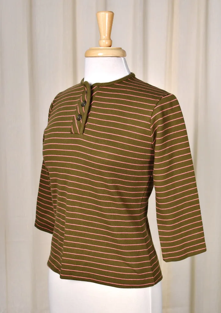 1960s Vintage Striped Henley Shirt