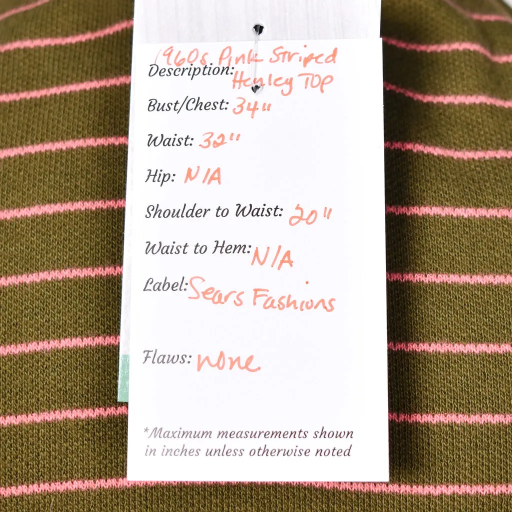 1960s Vintage Striped Henley Shirt