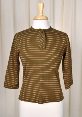 1960s Vintage Striped Henley Shirt