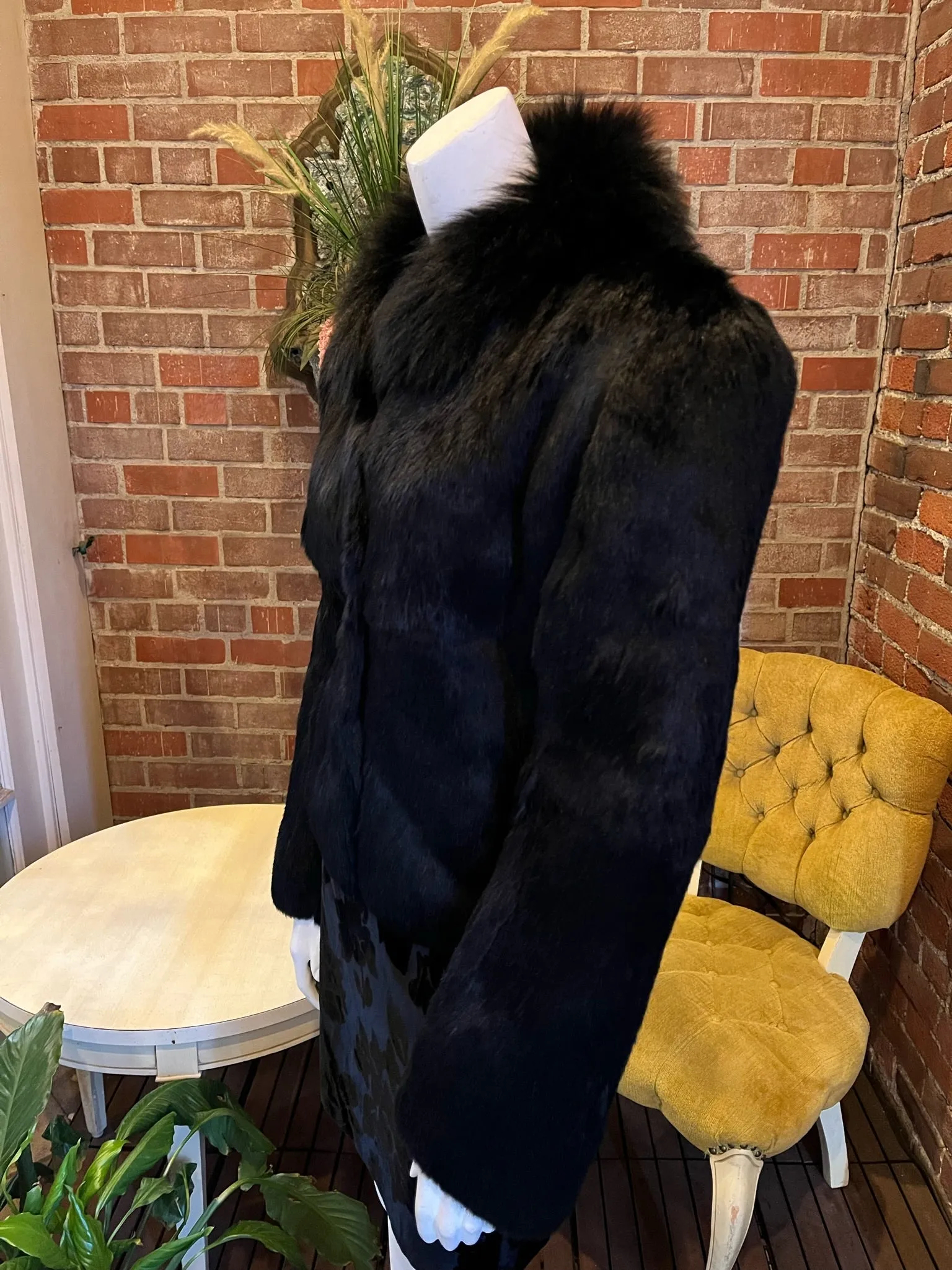 1980s Black Fur Cropped Jacket