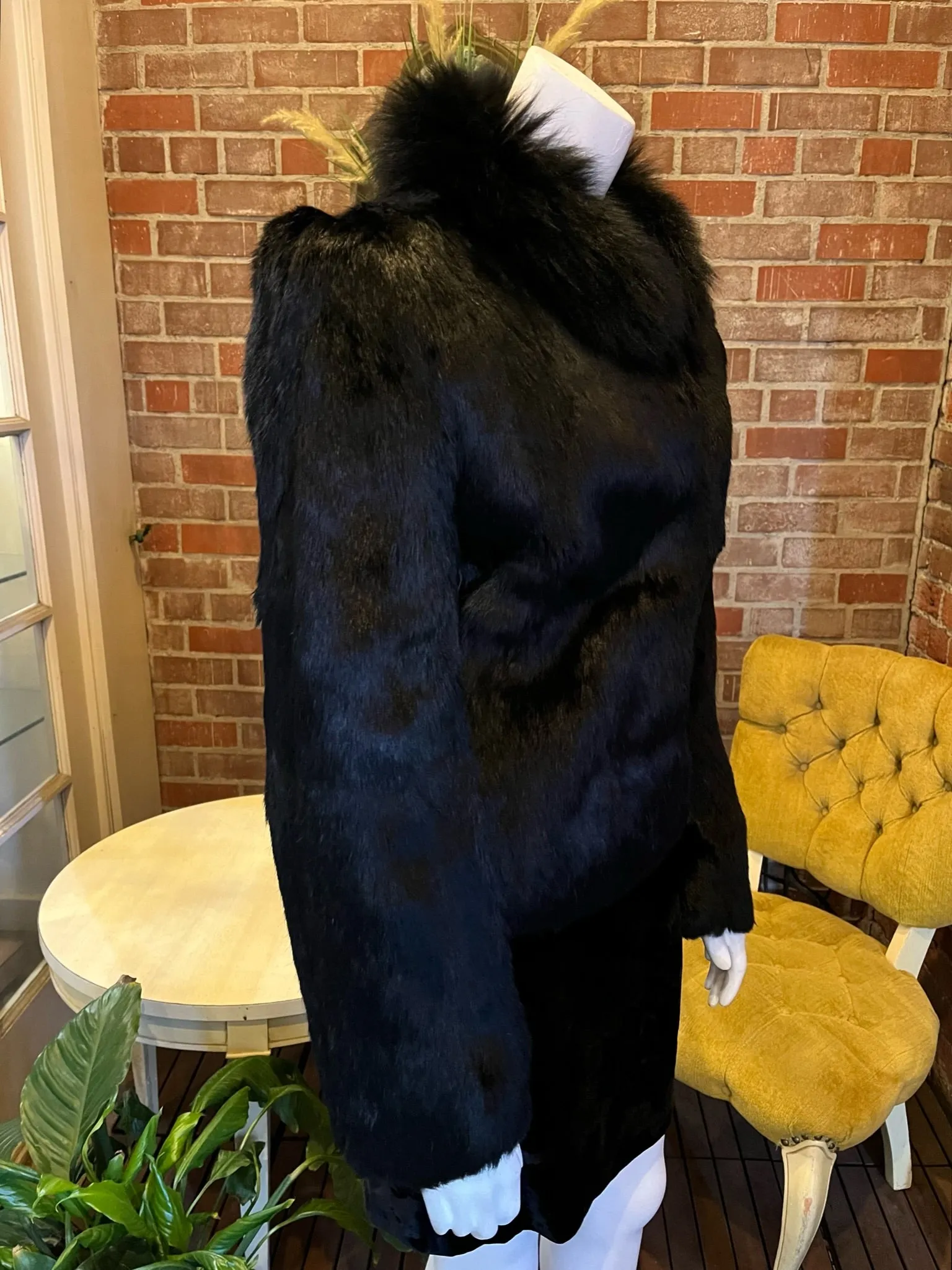 1980s Black Fur Cropped Jacket