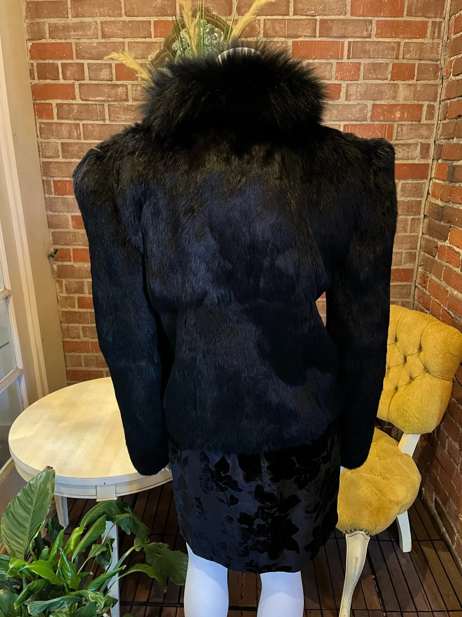 1980s Black Fur Cropped Jacket