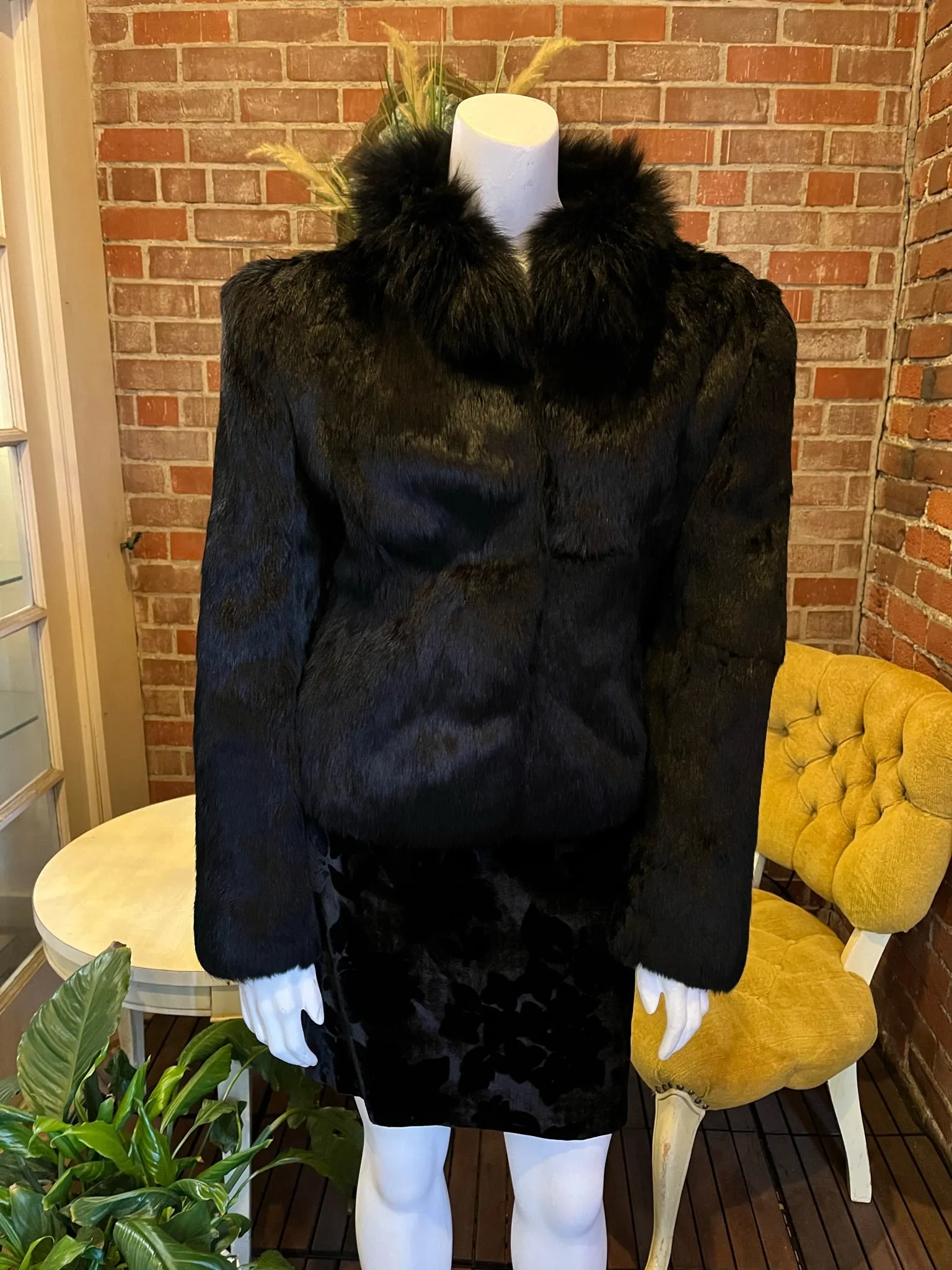 1980s Black Fur Cropped Jacket