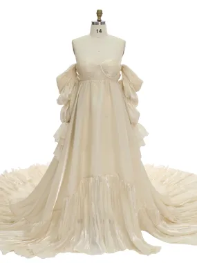 1M Train High Waist Maternity Dress for Photo Shoots Photography Props YW231009-1