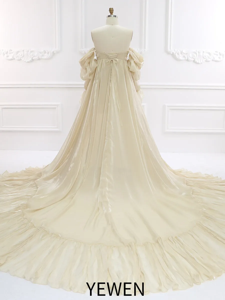 1M Train High Waist Maternity Dress for Photo Shoots Photography Props YW231009-1
