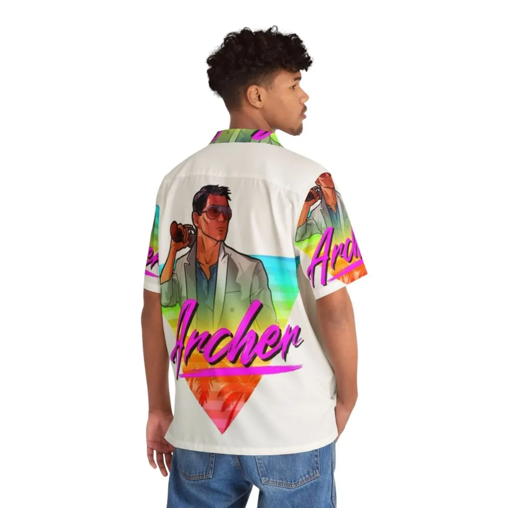 80s Hawaiian Shirt with Archer Vice-Inspired Triangle Design