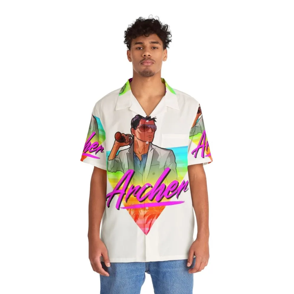80s Hawaiian Shirt with Archer Vice-Inspired Triangle Design
