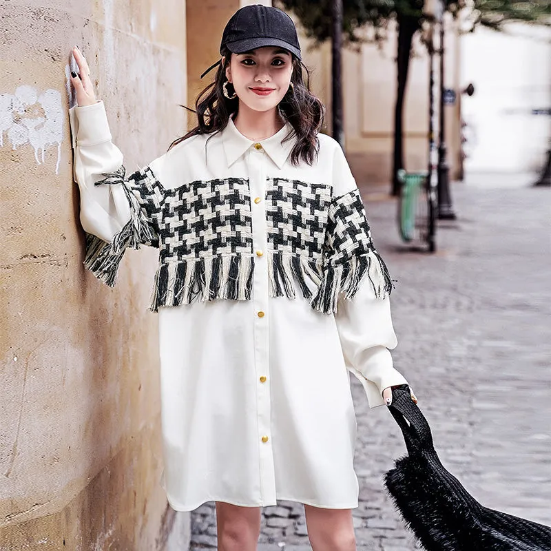 8GIRLS DESIGN OVERSIZED EMBELLISHED SHIRT DRESS