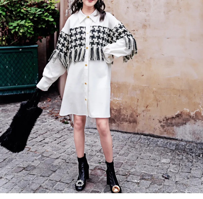 8GIRLS DESIGN OVERSIZED EMBELLISHED SHIRT DRESS