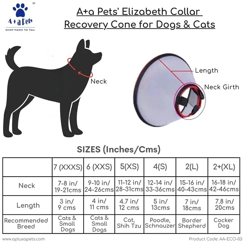 A a Pets' Elizabeth Collar Recovery Cone for Dogs & Cats