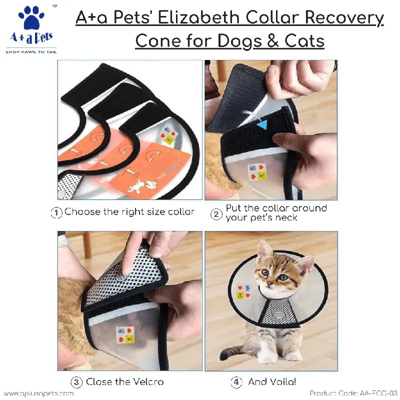 A a Pets' Elizabeth Collar Recovery Cone for Dogs & Cats