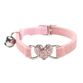 Adorable Cat Collar With Diamante Heart And Bell