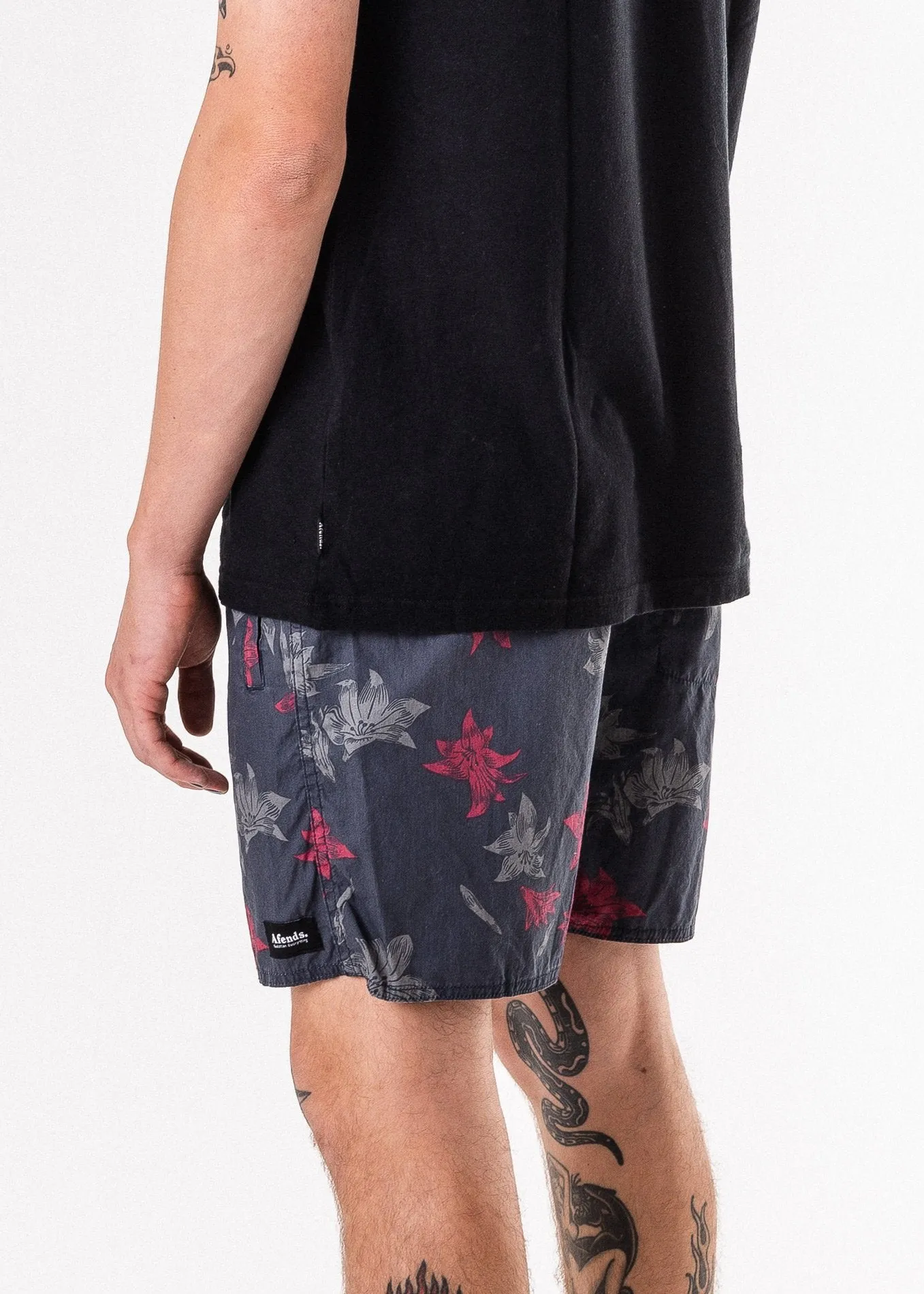 Afends Mens Baywatch Aloha Warp - Elastic Waist Boardshort