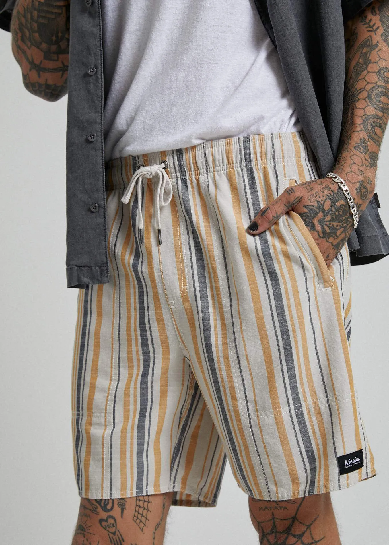 Afends Mens Baywatch Motel - Elastic Waist Boardshort - Moonbeam
