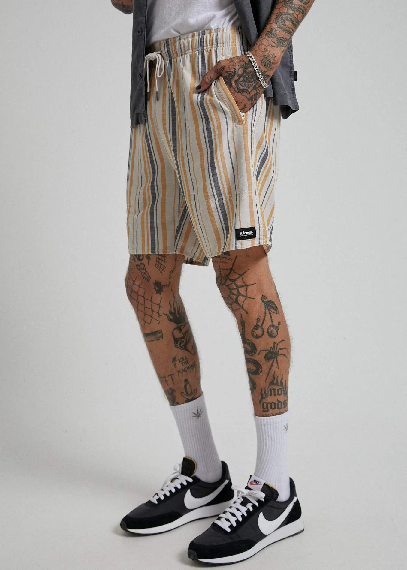 Afends Mens Baywatch Motel - Elastic Waist Boardshort - Moonbeam
