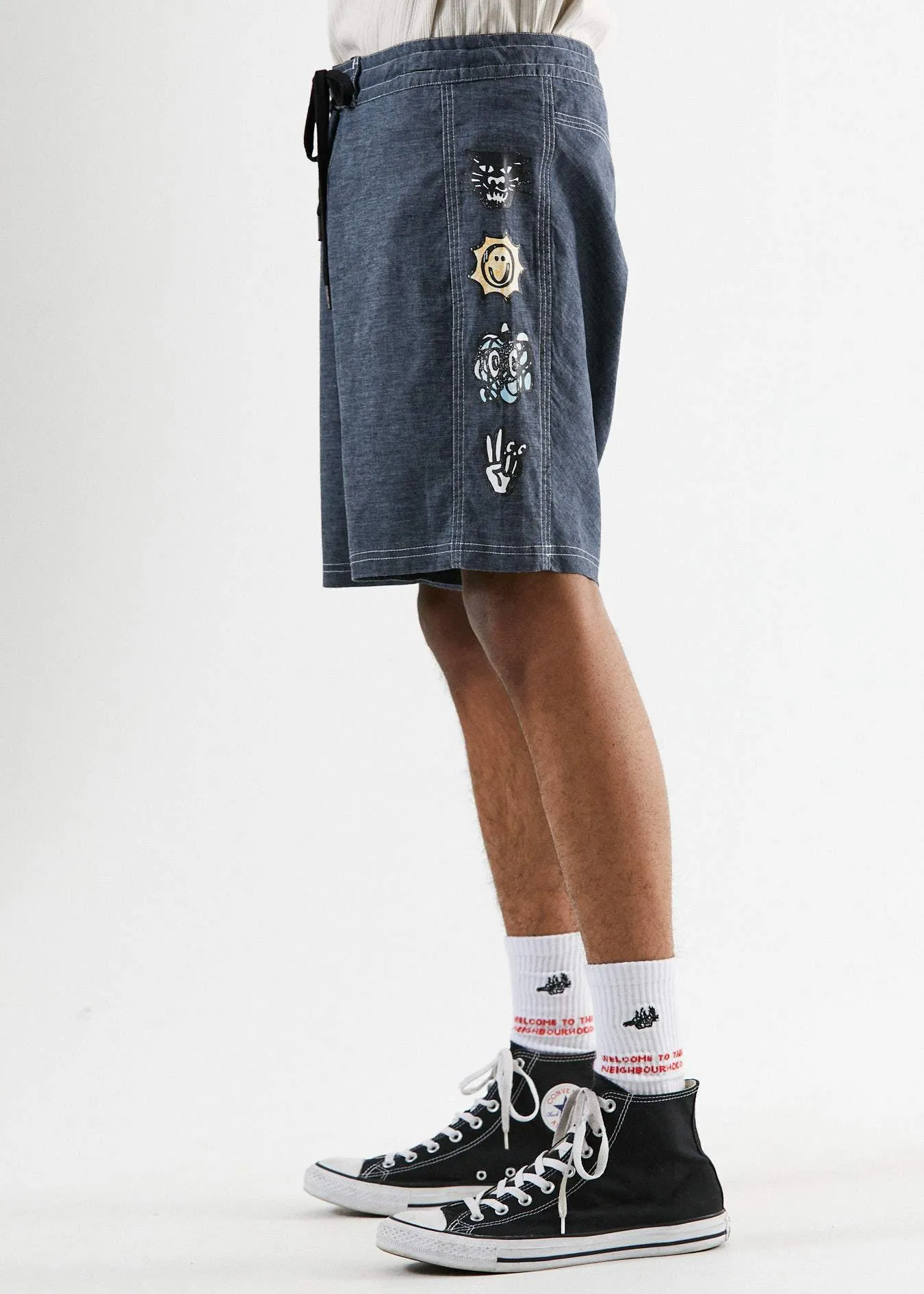 Afends Mens Burnt Out - Hemp Fixed Waist Boardshort - Midnight