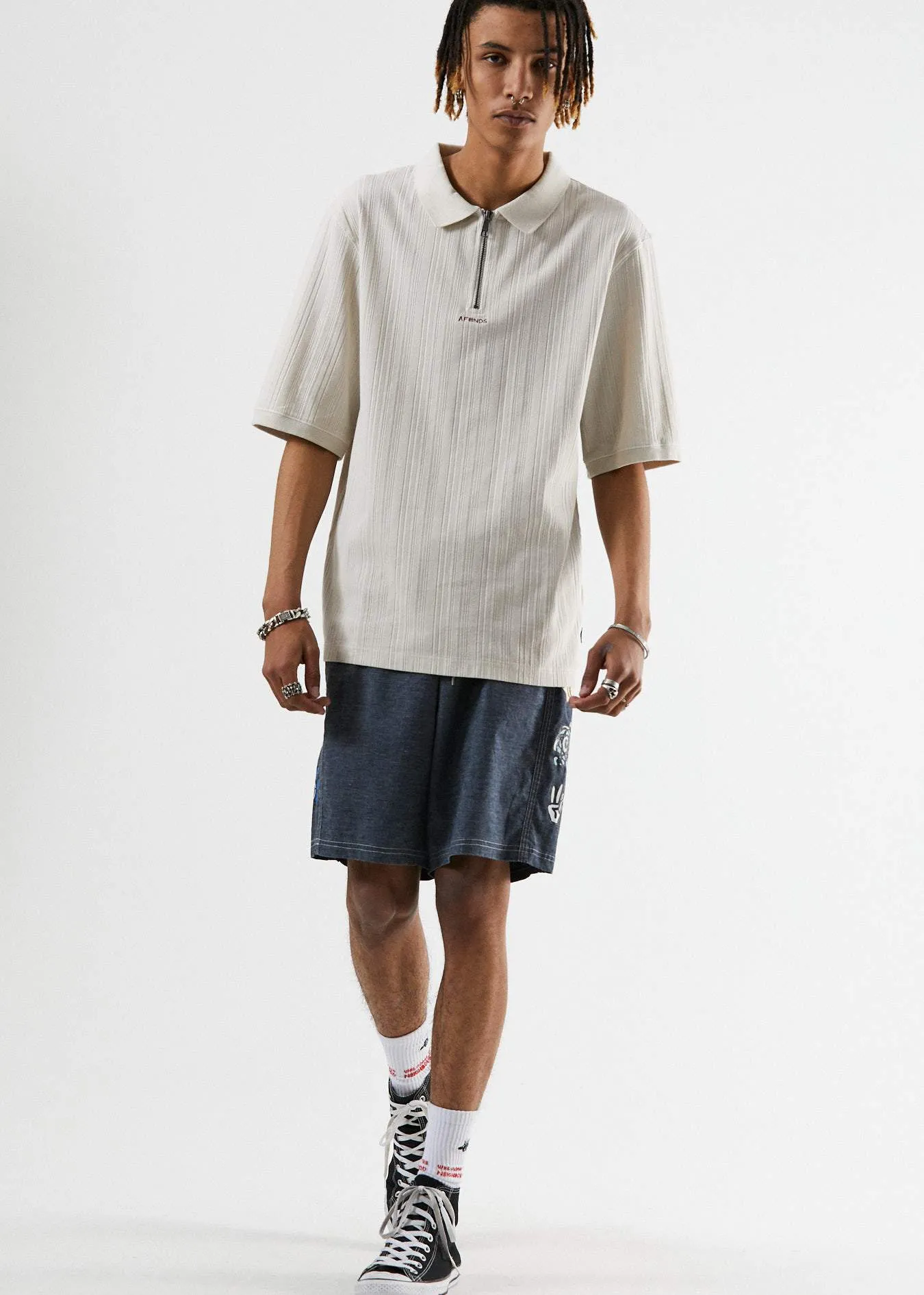 Afends Mens Burnt Out - Hemp Fixed Waist Boardshort - Midnight