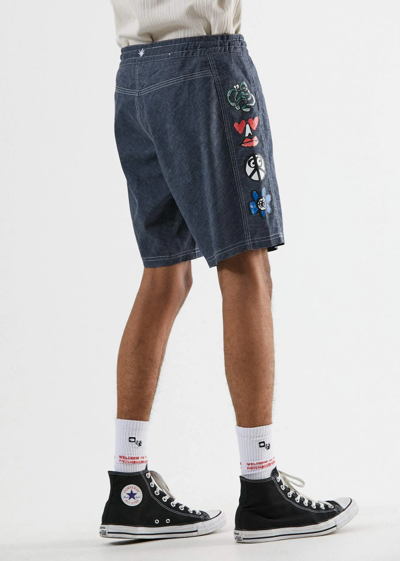 Afends Mens Burnt Out - Hemp Fixed Waist Boardshort - Midnight