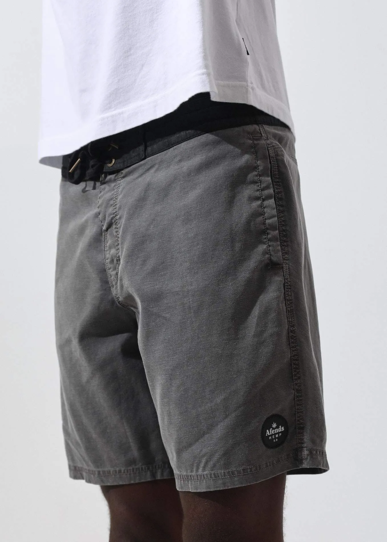 Afends Mens Hemp 5.0 - Hemp Fixed Waist Boardshort - Black Oil