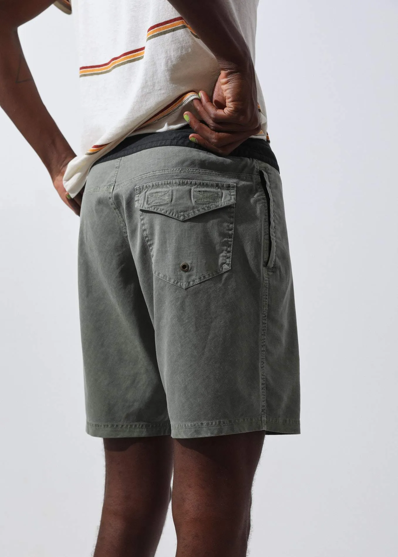 Afends Mens Hemp 5.0 - Hemp Fixed Waist Boardshort - Olive Oil