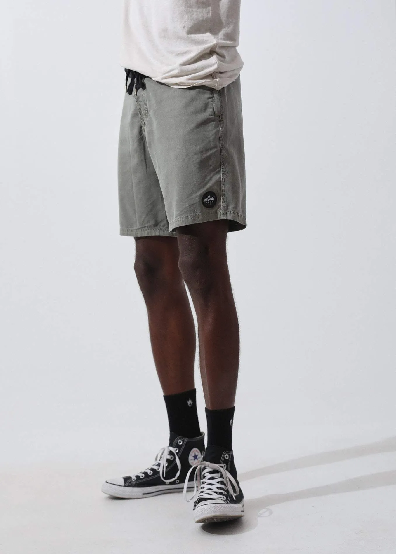 Afends Mens Hemp 5.0 - Hemp Fixed Waist Boardshort - Olive Oil