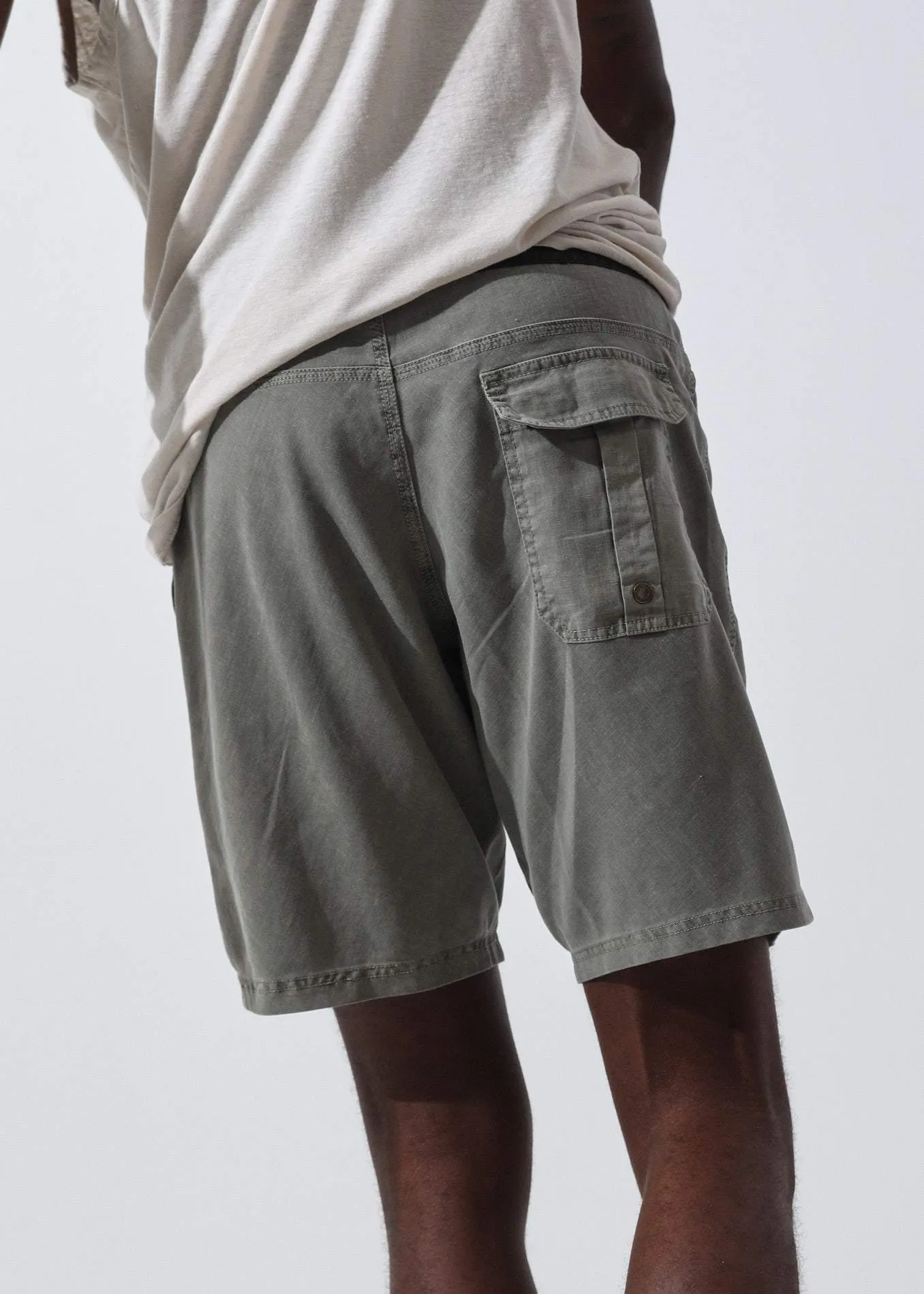 Afends Mens Hemp 5.0 - Hemp Fixed Waist Boardshort - Olive Oil