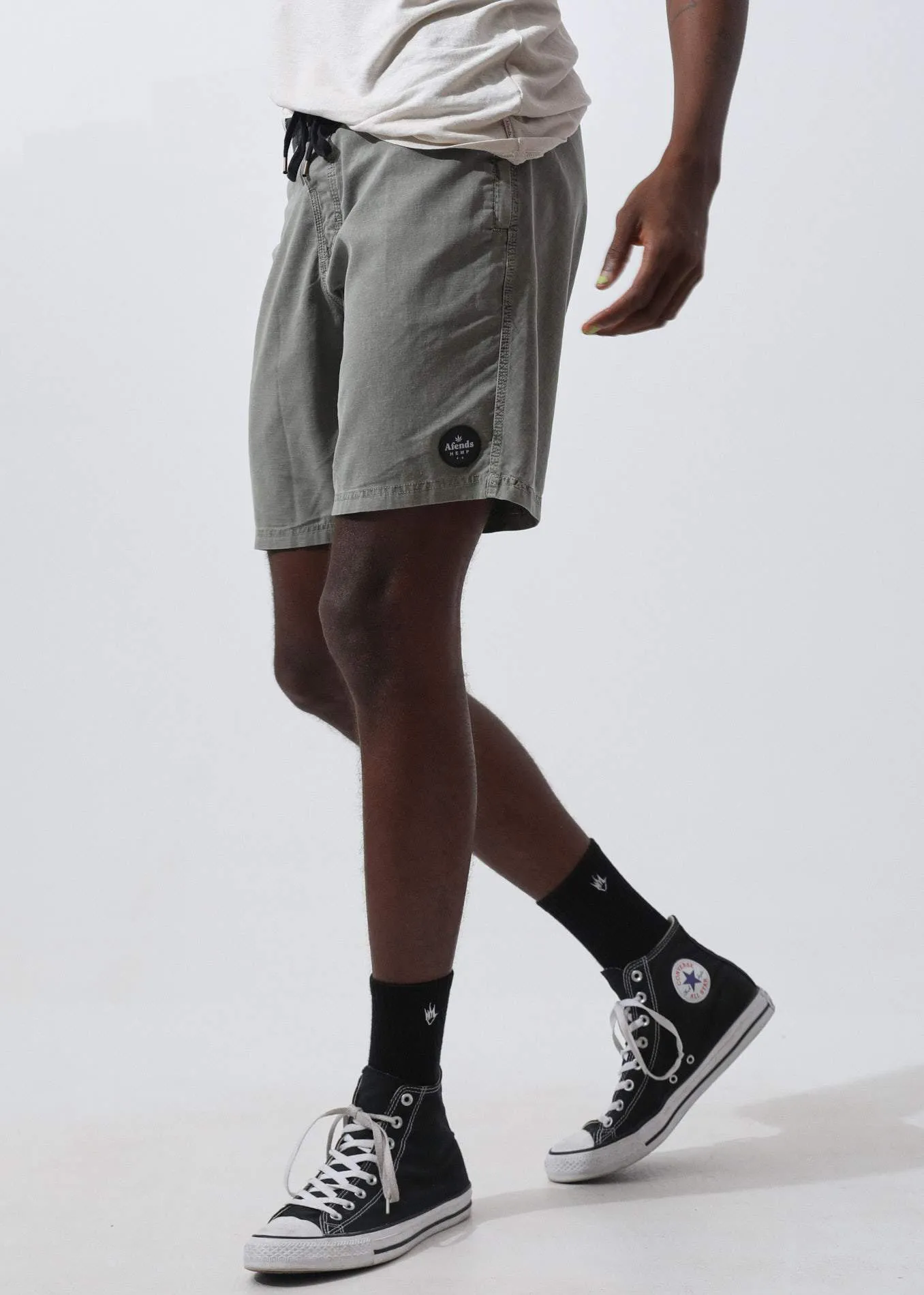 Afends Mens Hemp 5.0 - Hemp Fixed Waist Boardshort - Olive Oil
