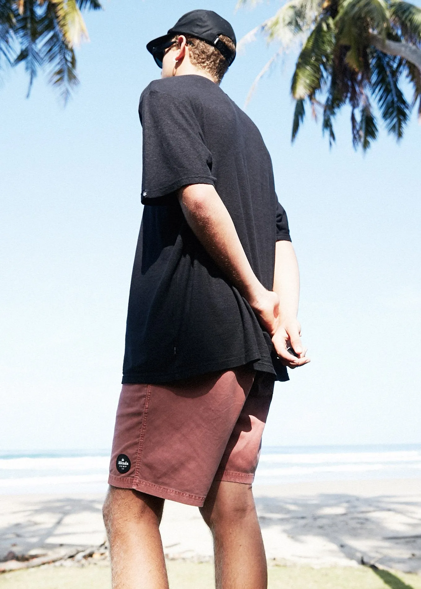 Afends Mens Hemp 5.0 - Hemp Fixed Waist Boardshort - Rojo