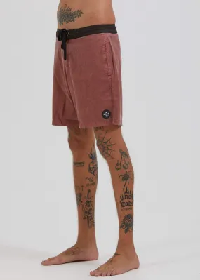 Afends Mens Hemp 5.0 - Hemp Fixed Waist Boardshort - Rojo