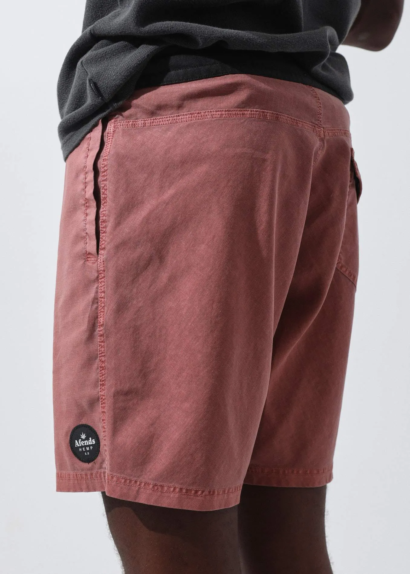 Afends Mens Hemp 5.0 - Hemp Fixed Waist Boardshort - Rojo