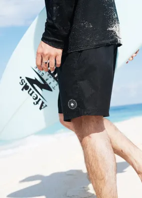 Afends Mens Hemp Crucial - Hemp Fixed Waist Boardshort - Black