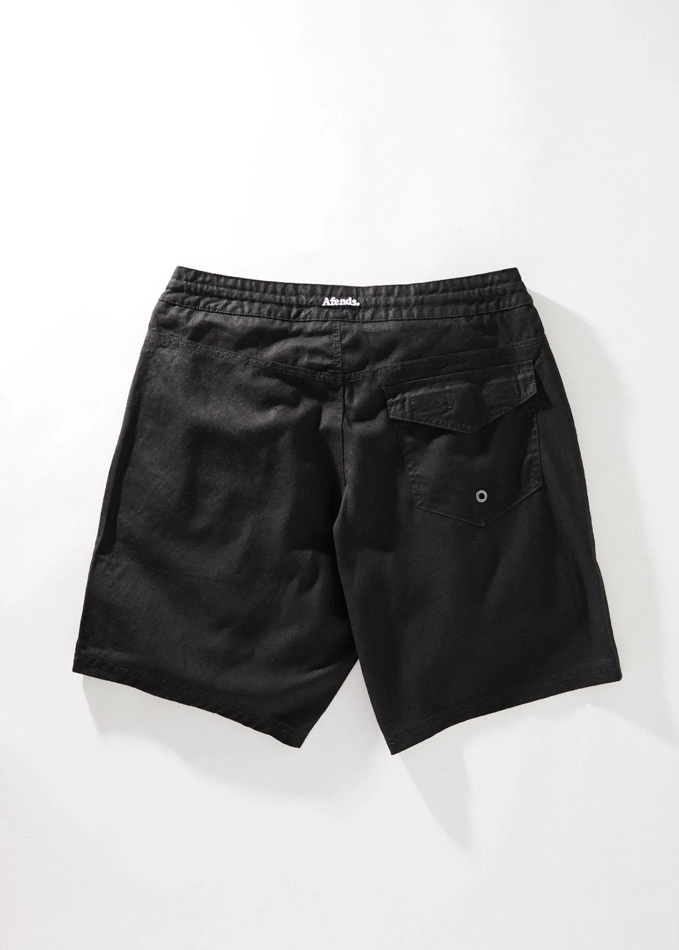 Afends Mens Hemp Crucial - Hemp Fixed Waist Boardshort - Black