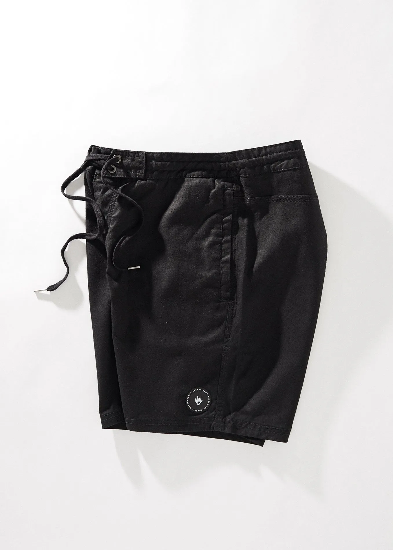 Afends Mens Hemp Crucial - Hemp Fixed Waist Boardshort - Black