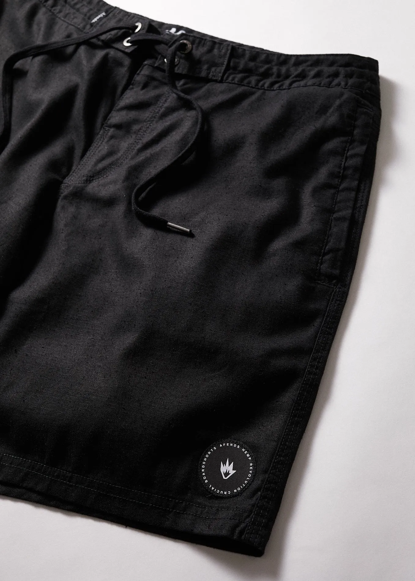 Afends Mens Hemp Crucial - Hemp Fixed Waist Boardshort - Black