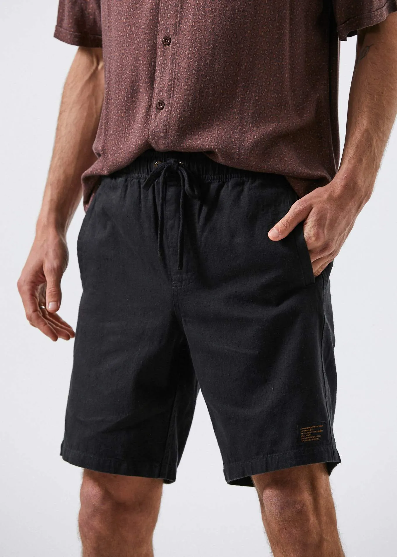 Afends Mens Hemp Dendys 1.0 - Hemp Elastic Waist Walkshort