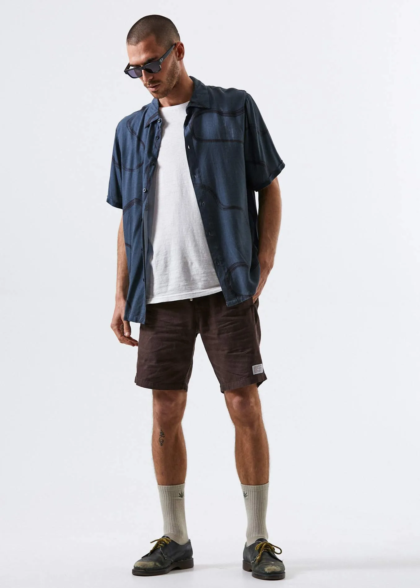 Afends Mens Hemp Dendys 1.0 - Hemp Elastic Waist Walkshort