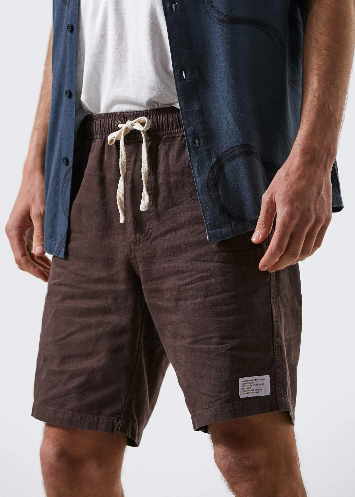 Afends Mens Hemp Dendys 1.0 - Hemp Elastic Waist Walkshort