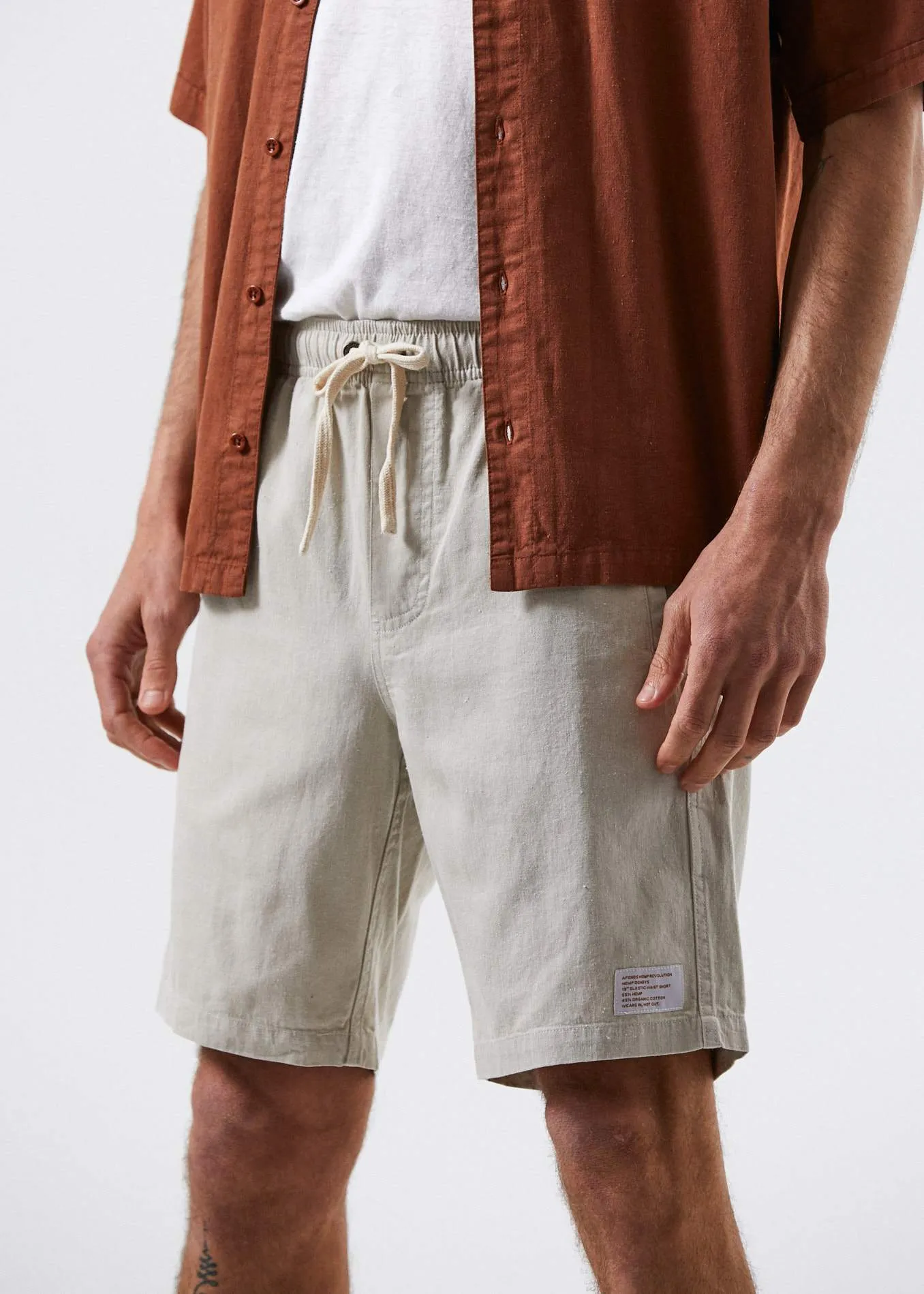 Afends Mens Hemp Dendys 1.0 - Hemp Elastic Waist Walkshort