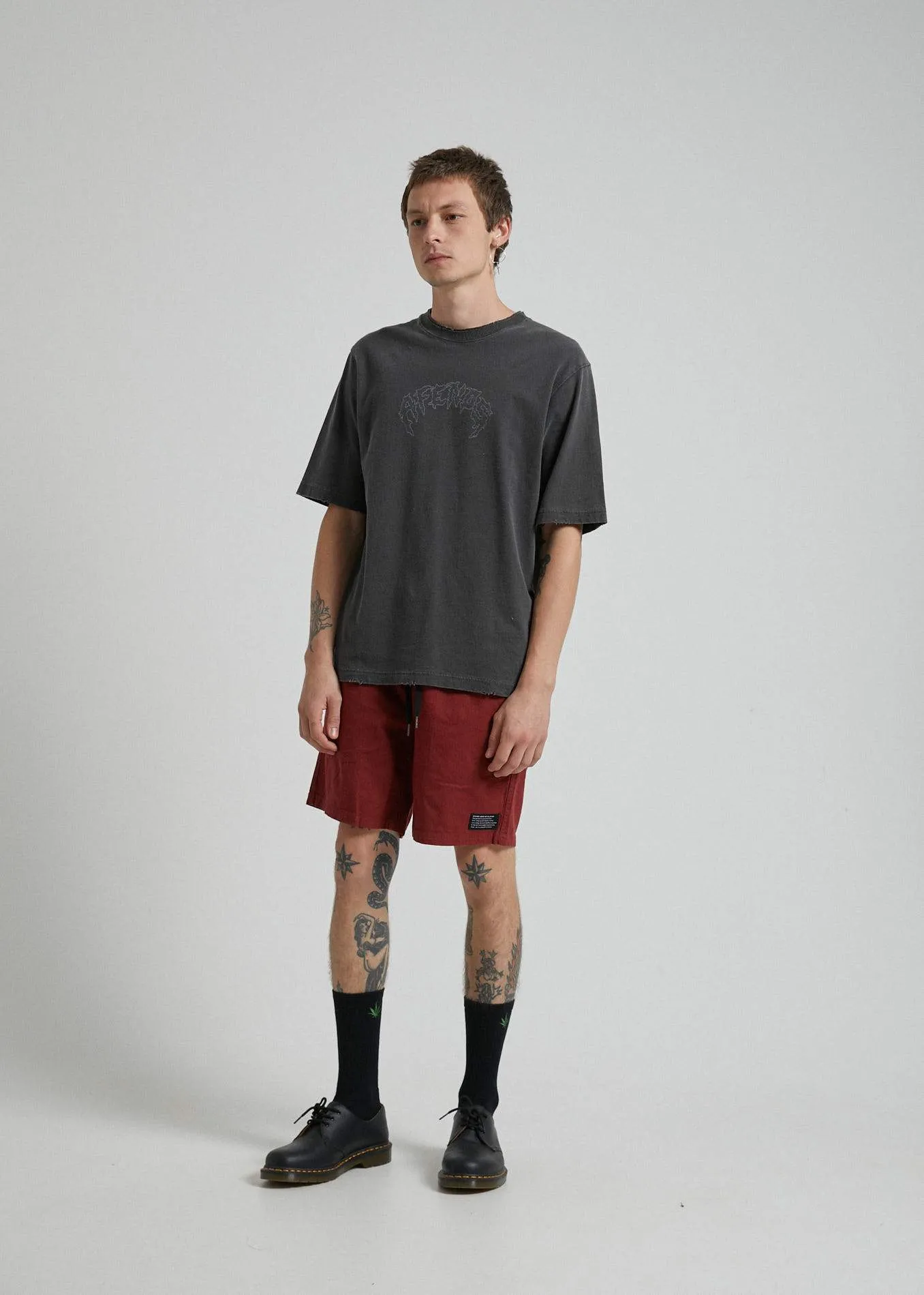 Afends Mens Hemp Dendys 2.0 - Hemp Elastic Waist Walkshort - Rojo