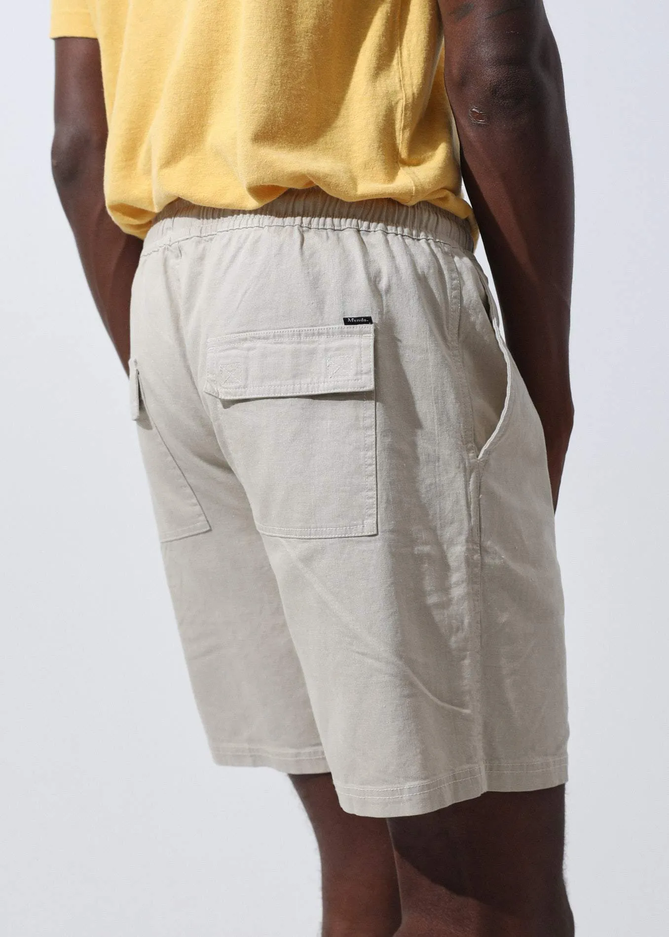 Afends Mens Hemp Dendys 2.0 - Hemp Elastic Waist Walkshort - Stone
