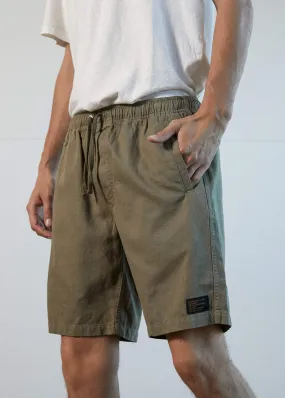 Afends Mens Hemp Dendys - Elastic Waist Walkshort - Covert Green