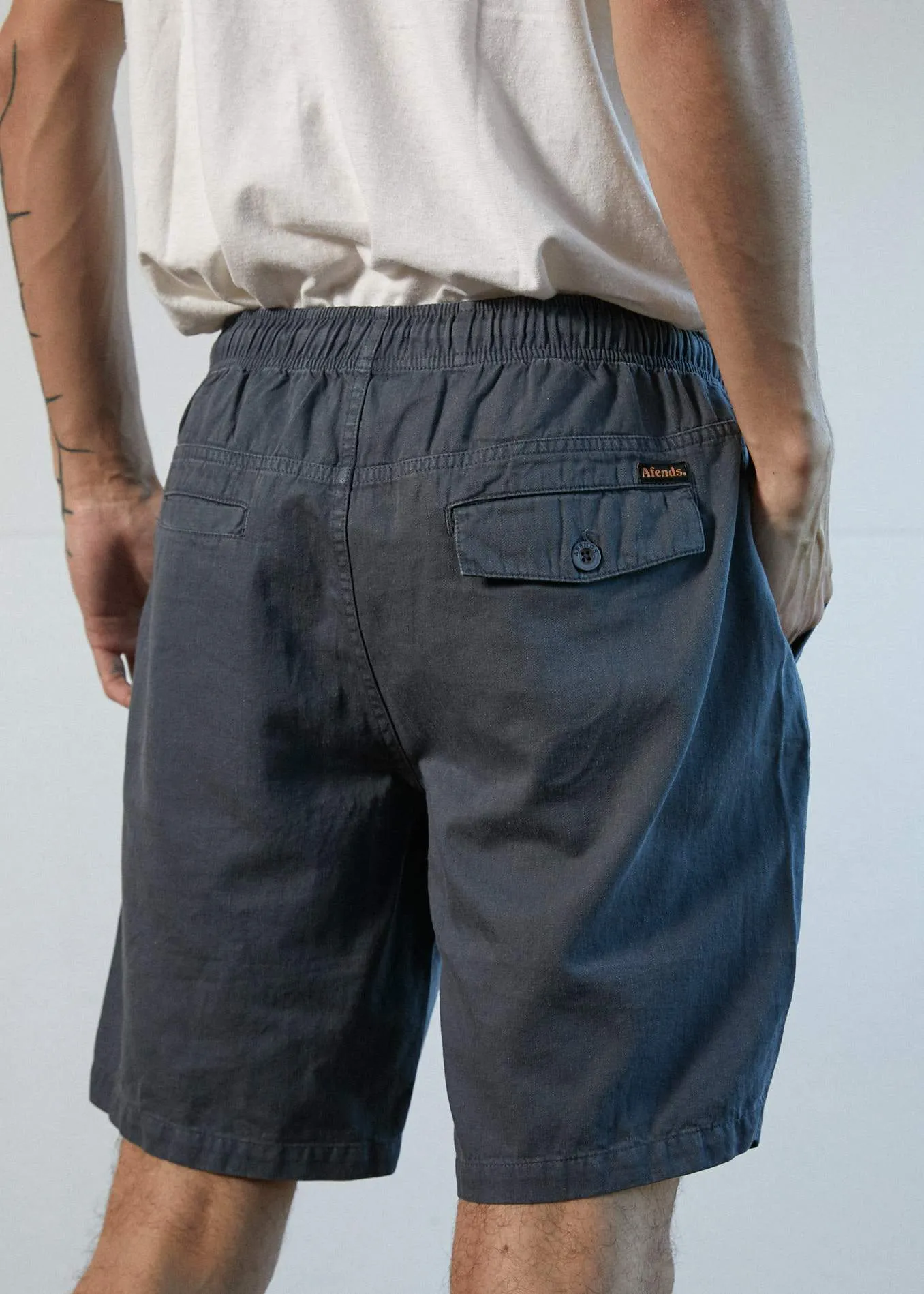 Afends Mens Hemp Dendys - Elastic Waist Walkshort - Slate