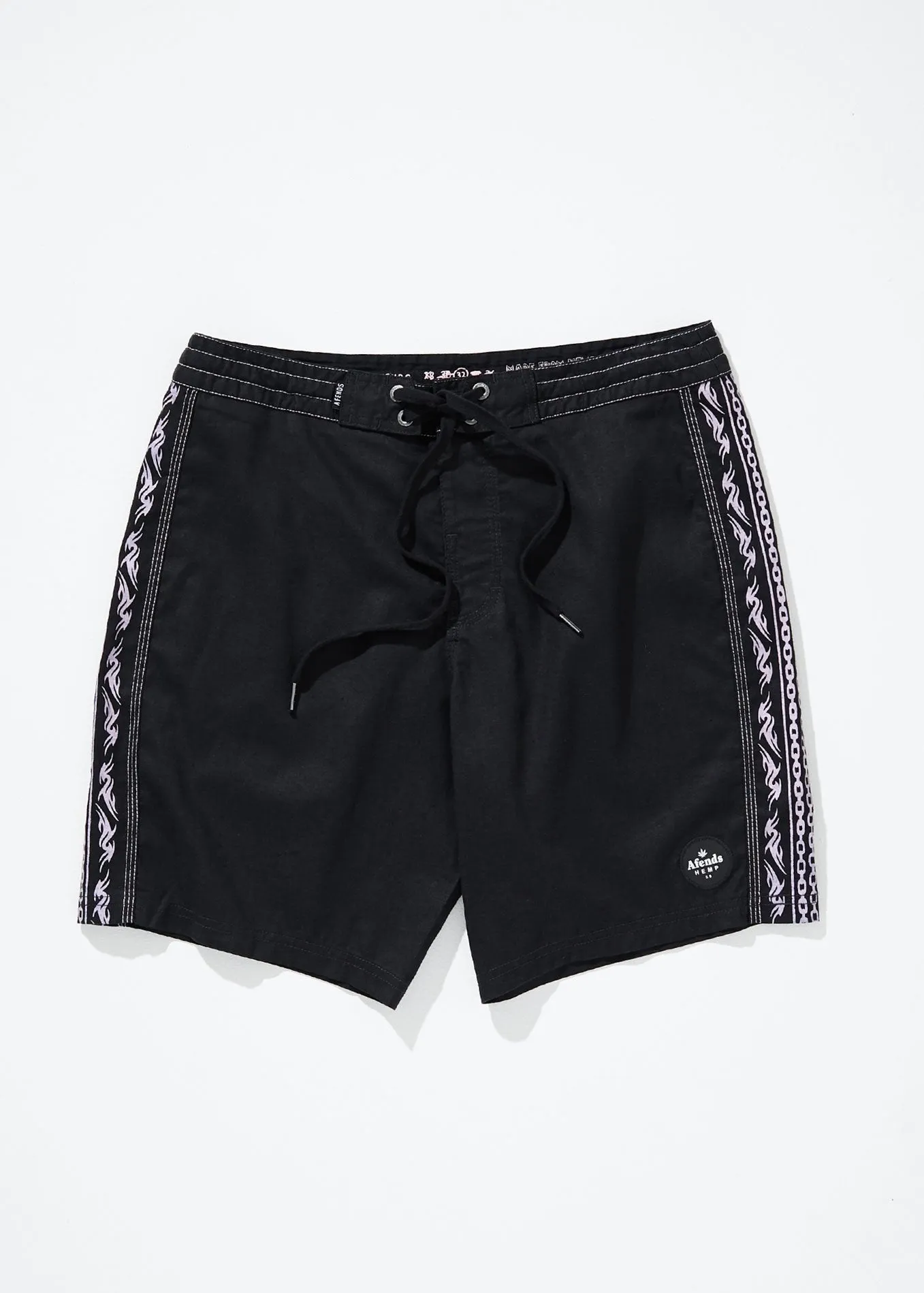 Afends Mens Hemp Related - Hemp Fixed Waist Boardshort - Black